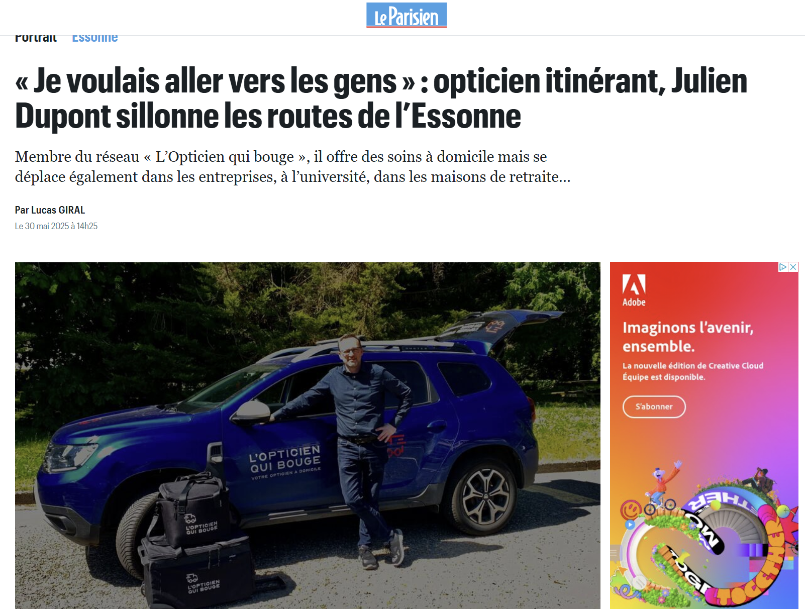 Le Parisien: « Je voulais aller vers les gens » : opticien itinérant, Julien Dupont sillonne les routes de l’Essonne
